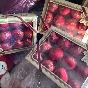 Vintage Pyramid Unbreakable Decorative Ornaments Christmas Satin-Sheen 3 Boxes